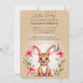 Elegante Waterverf Kangoeroe Baby shower Kaart