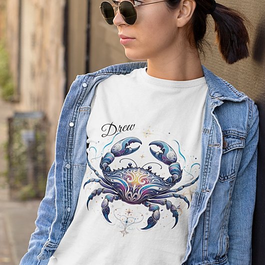 Elegante Waterverf Kanker Zodiac Custom T-shirt