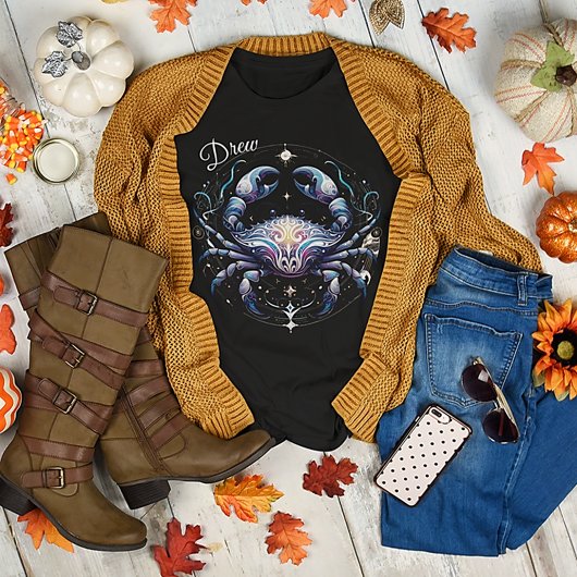 Elegante Waterverf Kanker Zodiac Custom T-shirt