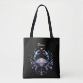 Elegante Waterverf Kanker Zodiac Zwart Tote Bag (Voorkant)