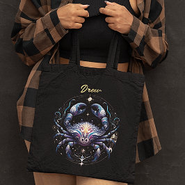 Elegante Waterverf Kanker Zodiac Zwart Tote Bag
