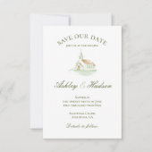 Elegante Waterverf Kapel Foto Save the Date (Voorkant)