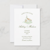 Elegante Waterverf Kapel Foto Save the Date (Voorkant)