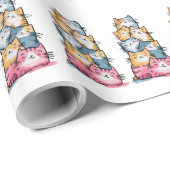 Elegante Waterverf Katten Cadeauverpakking Cadeaupapier (Rol Hoek)