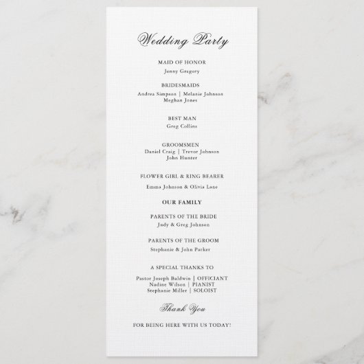 Elegante Waterverf kerk bruiloft plat programma Programmakaart (Achterkant)