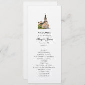 Elegante Waterverf kerk bruiloft plat programma Programmakaart (Voorkant / Achterkant)