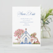 Elegante waterverf kerk trouw save the date  kaart (Staand voorkant)