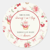 Elegante Waterverf Kersen Coquette Baby shower Ronde Sticker (Voorkant)