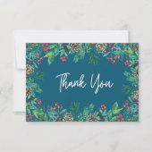 Elegante Waterverf Kerst Baby shower Blauw Bedankkaart (Voorkant)