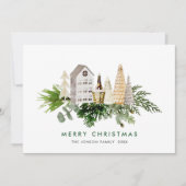 Elegante Waterverf Kerst Boho Compositie Feestdagenkaart (Voorkant)