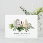 Elegante Waterverf Kerst Boho Compositie Feestdagenkaart (Staand voorkant)