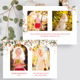 Elegante waterverf kerst botanische boog foto feestdagenkaart
