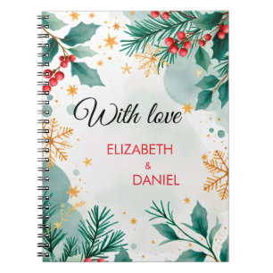 Elegante Waterverf kerst bruiloft Notitieboek