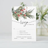 Elegante waterverf kerst bruiloft RSVP kaart (Staand voorkant)