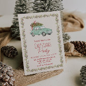 Elegante Waterverf Kerst Groene Car Tree cParty Kaart