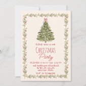Elegante Waterverf Kerst Holly FrameTree Party Kaart (Voorkant)