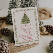 Elegante Waterverf Kerst Holly FrameTree Party Kaart