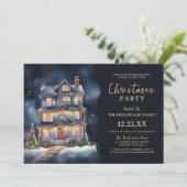 Elegante Waterverf Kerst Huis Party Kaart (Staand voorkant)