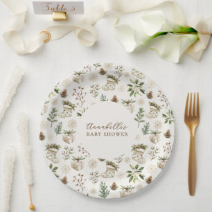 Elegante Waterverf kerst of winter Baby shower Papieren Bordje