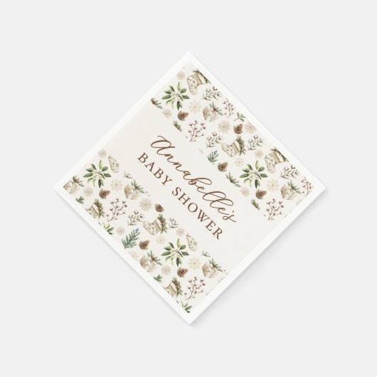 Elegante Waterverf kerst of winter Baby shower Servet (Hoek)