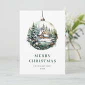 Elegante waterverf kerst ornament begrroeting feestdagenkaart (Staand voorkant)