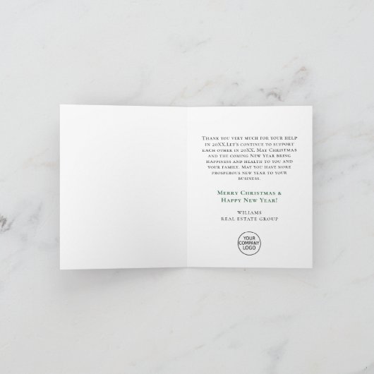 Elegante Waterverf Kerst Ornament Corporate Bedankkaart (Binnen)