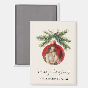 Elegante Waterverf Kerst Ornament Familie Foto Magneet