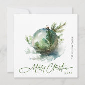 Elegante Waterverf Kerst Ornament Groet Feestdagenkaart (Voorkant)