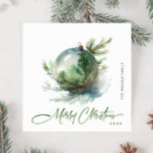 Elegante Waterverf Kerst Ornament Groet Feestdagenkaart