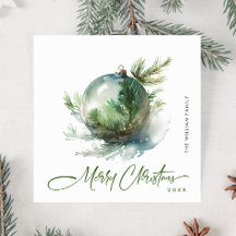 Elegante Waterverf Kerst Ornament Groet