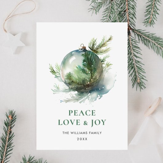 Elegante Waterverf Kerst Ornament Groet Feestdagenkaart