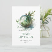 Elegante Waterverf Kerst Ornament Groet Feestdagenkaart (Staand voorkant)