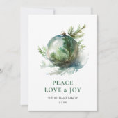 Elegante Waterverf Kerst Ornament Kaart (Voorkant)