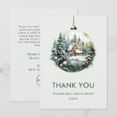 Elegante Waterverf Kerst Ornament Vakantie Bedankkaart (Voorkant / Achterkant)