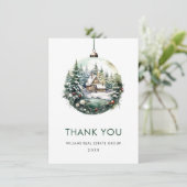 Elegante Waterverf Kerst Ornament Vakantie Bedankkaart (Staand voorkant)