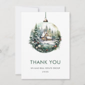 Elegante Waterverf Kerst Ornament Vakantie Bedankkaart (Voorkant)