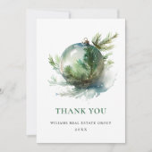 Elegante Waterverf Kerst Ornament Vakantie Bedankkaart (Voorkant)