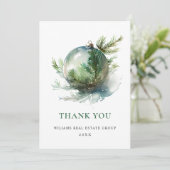 Elegante Waterverf Kerst Ornament Vakantie Bedankkaart (Staand voorkant)