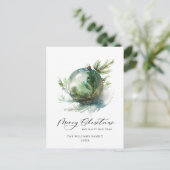 Elegante Waterverf Kerst Ornament Vakantie Briefkaart (Staand voorkant)