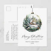 Elegante Waterverf Kerst Ornament Vakantie Briefkaart (Voorkant / Achterkant)