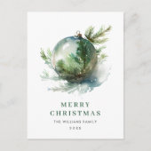 Elegante Waterverf Kerst Ornament Vakantie Briefkaart (Voorkant)