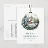 Elegante Waterverf Kerst Ornament Vakantie Briefkaart (Voorkant / Achterkant)