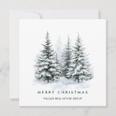 Elegante Waterverf Kerst Pijnboom Bedrijfs- Feestdagenkaart (Voorkant)