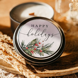 Elegante Waterverf Kerst Ronde Sticker Labels