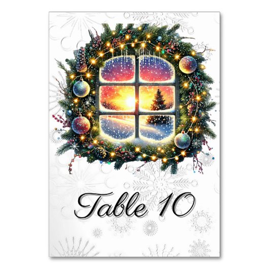 Elegante Waterverf Kerst Trouwtafel Kaarten (Achterkant)