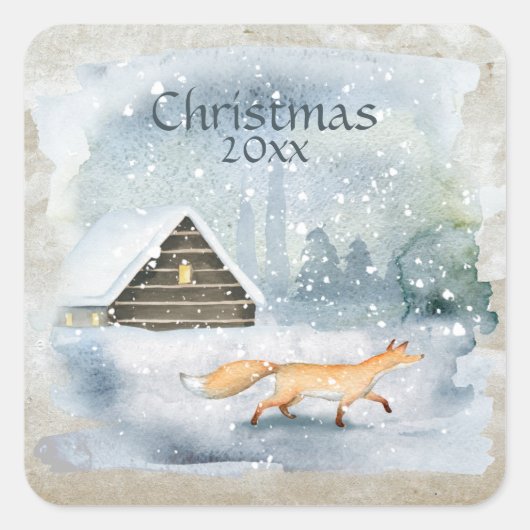 Elegante Waterverf Kerst Typografie Vierkante Sticker (Voorkant)
