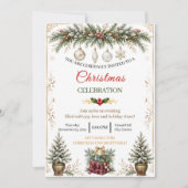 Elegante Waterverf Kerst Viering Uitnodiging (Voorkant)