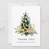 Elegante Waterverf Kerst Zakelijke Vakantie Bedankkaart (Voorkant)