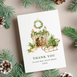 Elegante Waterverf Kerst Zakelijke Vakantie Bedankkaart