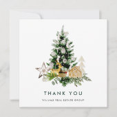 Elegante Waterverf Kerst Zakelijke Vakantie Bedankkaart (Voorkant)